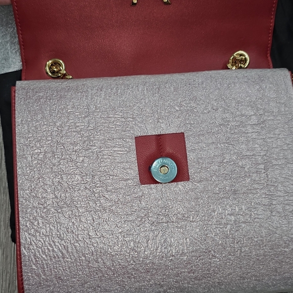 Saint Laurent Red Quilted Leather Shoulder Bag with Gold YSL Logo - Picture 9 of 11